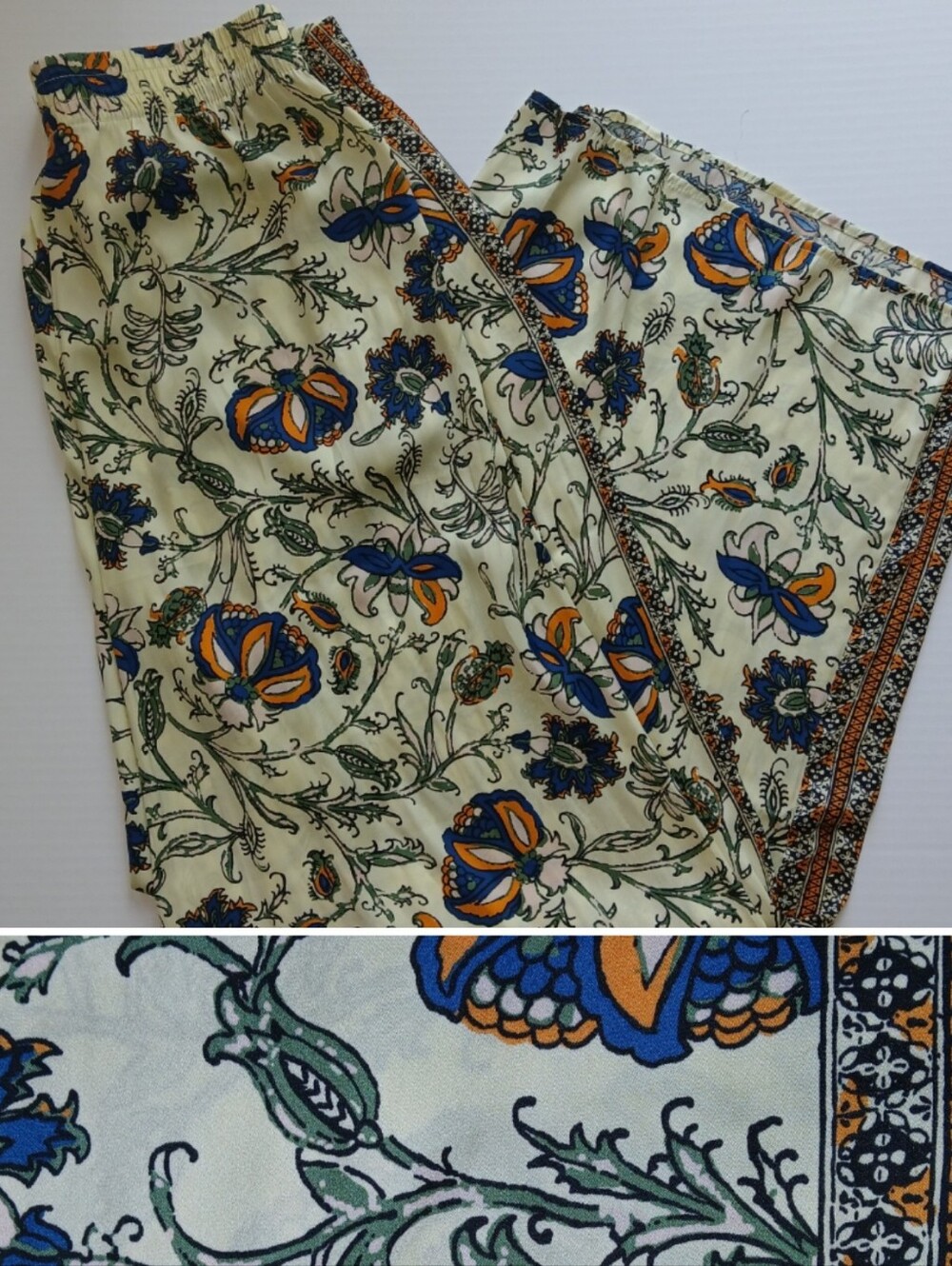 Philosophy Floral Bohemian Wide Leg Pants, Comfy Stretch Waist